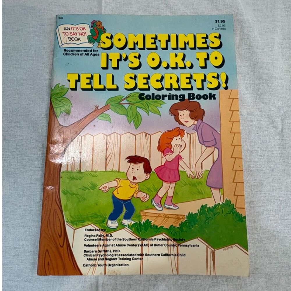 Vintage 1985 Sometimes It’s OK to Tell Secrets Coloring Book Child Safety
